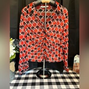 Zara Red and Black Button Down Shirt